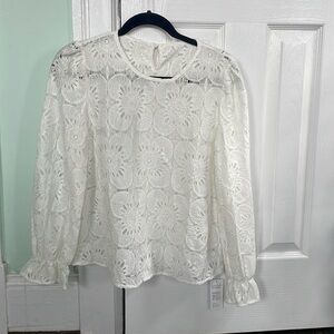 Eyelet long sleeve top with sleeve detailing NWT